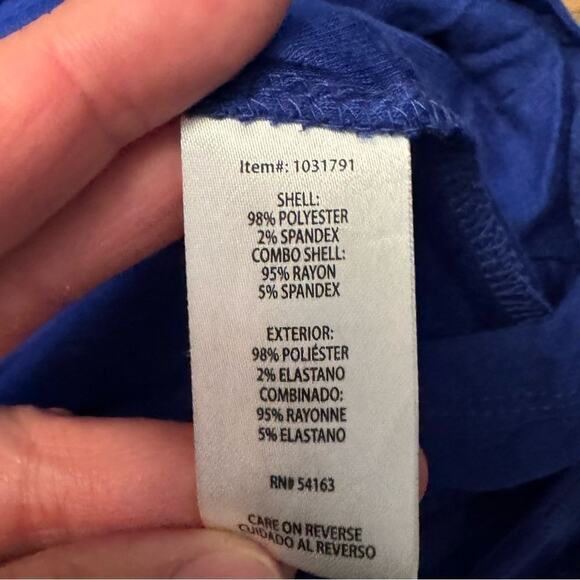 Calvin Klein Women's Medium Fitted Blue Blouse Short Sleeve Top Floral Lined - Picture 3 of 5